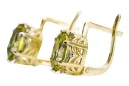 8K žlté zlato 333 Yellow Peridot náušnice vec003x-yp Russian Soviet USSR Vintage Jewlery Art Deco style